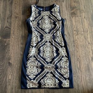 Donna Ricco Gold Club Mini Dress